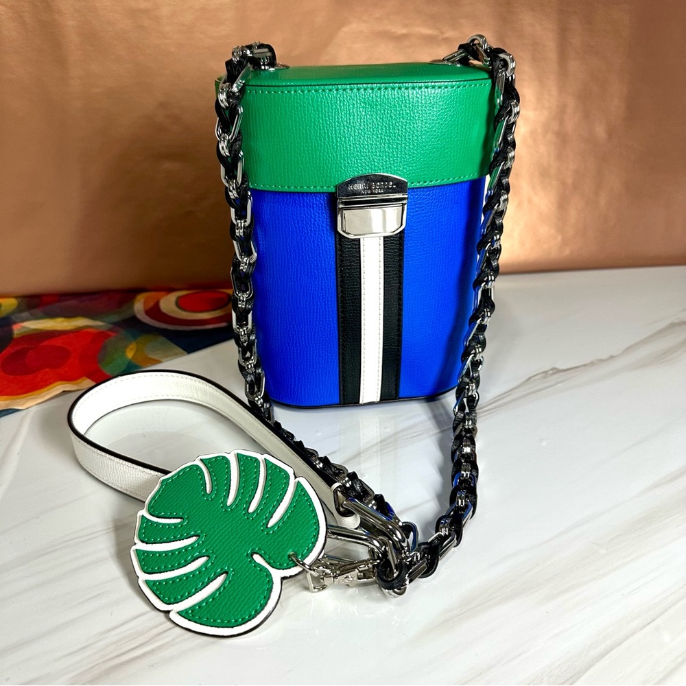 Henri Bendel Green and Blue Chain Strap Bag